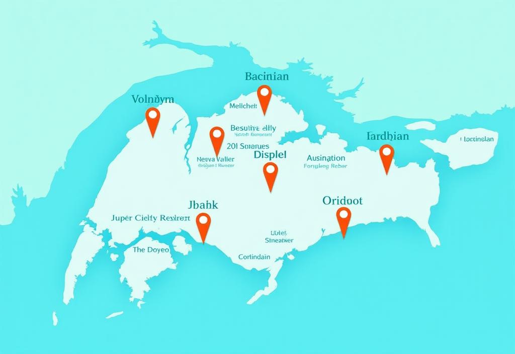 A stylized map of Singapore showing pins at popular fishing locations like East Coast Park, Bedok Jetty, and Lower Seletar Reservoir.