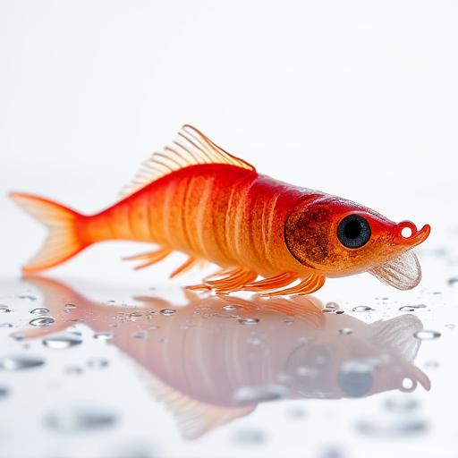 A transparent Zerek Live Shrimp soft lure with realistic details.